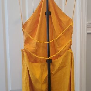 Cult Gaia Yellow Linen Mini Dress